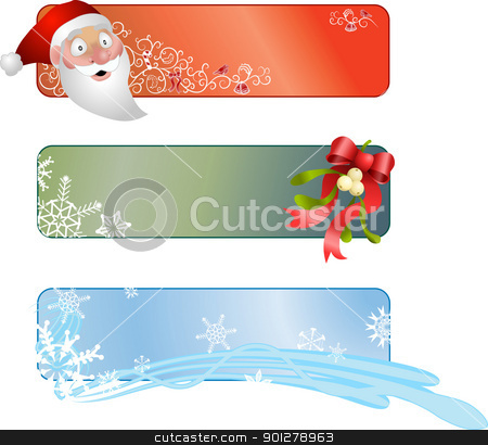 To use this stock image in your creative project, please select the size you need over to the right and click the "Add to Cart" button.
Your downloaded image will come with the Cutcaster watermark removed so don’t worry about the watermark you see on this page. three Christmas banners stock vector clipart, Illustration of a set of three Christmas banners by Christos Georghiou