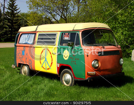 To use this stock image in your creative project, please select the size you need over to the right and click the "Add to Cart" button.
Your downloaded image will come with the Cutcaster watermark removed so don’t worry about the watermark you see on this page. Hippie Van stock photo, Brightly Painted Hippie Van by Tyler Olson