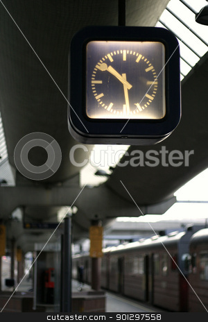 To use this stock image in your creative project, please select the size you need over to the right and click the "Add to Cart" button.
Your downloaded image will come with the Cutcaster watermark removed so don’t worry about the watermark you see on this page. Train Station Clock stock photo, Clock at the train station in Oslo, Norway. Oslo Sentralstasjon, central station by Tyler Olson