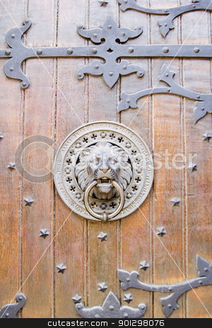 To use this stock image in your creative project, please select the size you need over to the right and click the "Add to Cart" button.
Your downloaded image will come with the Cutcaster watermark removed so don’t worry about the watermark you see on this page. Door Knocker stock photo, Lion door knocker on a church in Oslo, Norway by Tyler Olson