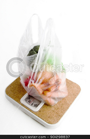 To use this stock image in your creative project, please select the size you need over to the right and click the "Add to Cart" button.
Your downloaded image will come with the Cutcaster watermark removed so don’t worry about the watermark you see on this page. Healthy Choice stock photo, Healthy vegetables in a clear plastic grocery bag on a scale by Tyler Olson