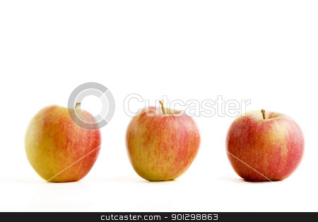 To use this stock image in your creative project, please select the size you need over to the right and click the "Add to Cart" button.
Your downloaded image will come with the Cutcaster watermark removed so don’t worry about the watermark you see on this page. Apple Group stock photo, A group of three apples isolated on white. by Tyler Olson