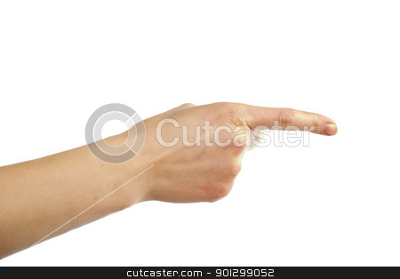 To use this stock image in your creative project, please select the size you need over to the right and click the "Add to Cart" button.
Your downloaded image will come with the Cutcaster watermark removed so don’t worry about the watermark you see on this page. Pointing Hand stock photo, An adult female hand pointing. Image includes clipping path. by Tyler Olson