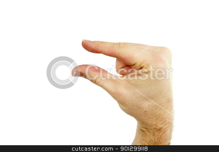 To use this stock image in your creative project, please select the size you need over to the right and click the "Add to Cart" button.
Your downloaded image will come with the Cutcaster watermark removed so don’t worry about the watermark you see on this page. Small Sign Isolated stock photo, A male hand making a very little sign. Isolated on white with clipping path. by Tyler Olson
