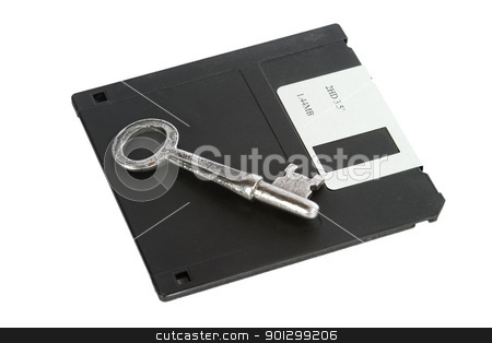 To use this stock image in your creative project, please select the size you need over to the right and click the "Add to Cart" button.
Your downloaded image will come with the Cutcaster watermark removed so don’t worry about the watermark you see on this page. Data Security stock photo, A skeleton key and a 3 1/2