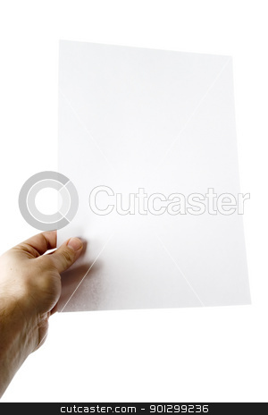 To use this stock image in your creative project, please select the size you need over to the right and click the "Add to Cart" button.
Your downloaded image will come with the Cutcaster watermark removed so don’t worry about the watermark you see on this page. Blank Page stock photo, A males hand holding up a white paper with nothing on it (put on your own text or image or leave as blank). Isolated on white with clipping path. by Tyler Olson