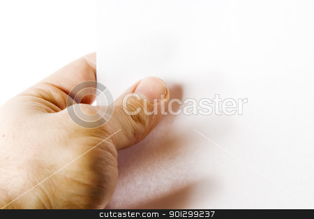 To use this stock image in your creative project, please select the size you need over to the right and click the "Add to Cart" button.
Your downloaded image will come with the Cutcaster watermark removed so don’t worry about the watermark you see on this page. Blank Page stock photo, A males hand holding up a white paper with nothing on it (put on your own text or image or leave as blank). Isolated on white with clipping path. by Tyler Olson