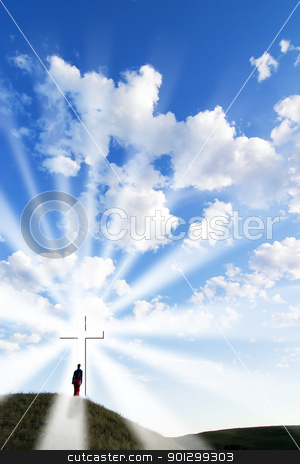 To use this stock image in your creative project, please select the size you need over to the right and click the "Add to Cart" button.
Your downloaded image will come with the Cutcaster watermark removed so don’t worry about the watermark you see on this page. Repent stock photo, A person walking up to a glowing cross on a hill. by Tyler Olson