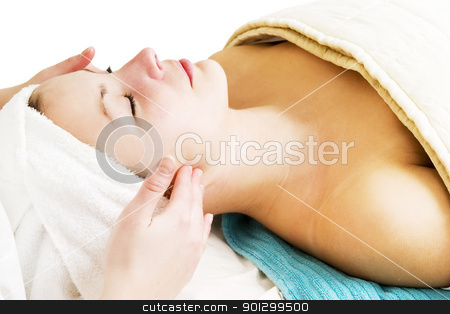To use this stock image in your creative project, please select the size you need over to the right and click the "Add to Cart" button.
Your downloaded image will come with the Cutcaster watermark removed so don’t worry about the watermark you see on this page. Facial Massage stock photo, A woman receiving a facial massage at a beauty spa. by Tyler Olson