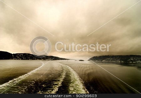 To use this stock image in your creative project, please select the size you need over to the right and click the "Add to Cart" button.
Your downloaded image will come with the Cutcaster watermark removed so don’t worry about the watermark you see on this page. Marine Abstract Wake and Lansdcape stock photo, Boat froth from a cruise ship on an abstract landscape by Tyler Olson