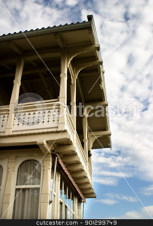 To use this stock image in your creative project, please select the size you need over to the right and click the "Add to Cart" button.
Your downloaded image will come with the Cutcaster watermark removed so don’t worry about the watermark you see on this page. Wooden Swiss Villa stock photo, An old swiss style villa in south eastern norway against a blue sky with clouds. by Tyler Olson
