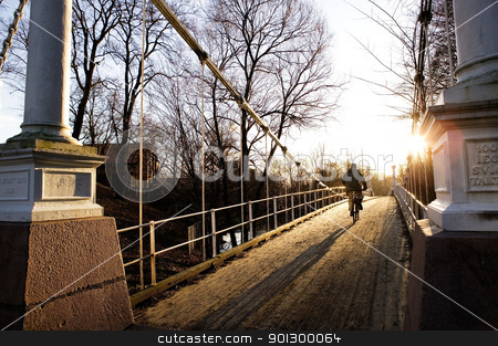 To use this stock image in your creative project, please select the size you need over to the right and click the "Add to Cart" button.
Your downloaded image will come with the Cutcaster watermark removed so don’t worry about the watermark you see on this page. Suspension Bridge on Sunny Day stock photo, A beautiful day with the sun shinning into the camera over a suspension bridge. by Tyler Olson