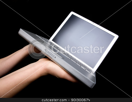 To use this stock image in your creative project, please select the size you need over to the right and click the "Add to Cart" button.
Your downloaded image will come with the Cutcaster watermark removed so don’t worry about the watermark you see on this page. Laptop Display stock photo, Laptop with blank screen - presented with a pair of hands by Tyler Olson