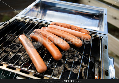 To use this stock image in your creative project, please select the size you need over to the right and click the "Add to Cart" button.
Your downloaded image will come with the Cutcaster watermark removed so don’t worry about the watermark you see on this page. Hotdog Grill stock photo, hotdogs on a barbeque by Tyler Olson