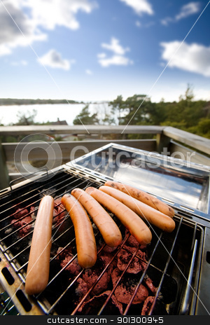 To use this stock image in your creative project, please select the size you need over to the right and click the "Add to Cart" button.
Your downloaded image will come with the Cutcaster watermark removed so don’t worry about the watermark you see on this page. Hotdog BBQ stock photo, hotdogs on a barbeque by Tyler Olson