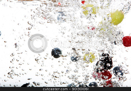 To use this stock image in your creative project, please select the size you need over to the right and click the "Add to Cart" button.
Your downloaded image will come with the Cutcaster watermark removed so don’t worry about the watermark you see on this page. Fresh Fruit in Water stock photo, Fresh fruit background in water over white by Tyler Olson