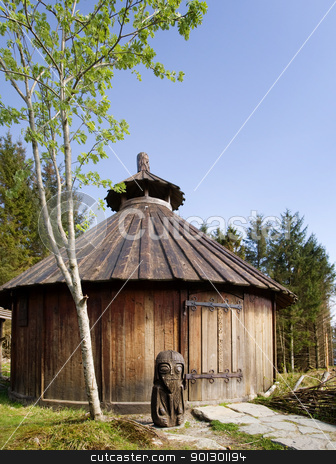 To use this stock image in your creative project, please select the size you need over to the right and click the "Add to Cart" button.
Your downloaded image will come with the Cutcaster watermark removed so don’t worry about the watermark you see on this page. Viking Building stock photo, Old viking architecture with statue by Tyler Olson