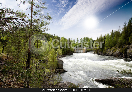 To use this stock image in your creative project, please select the size you need over to the right and click the "Add to Cart" button.
Your downloaded image will come with the Cutcaster watermark removed so don’t worry about the watermark you see on this page. Hydro Power River stock photo, A hydro electric plant on a river by Tyler Olson
