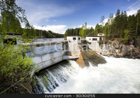 To use this stock image in your creative project, please select the size you need over to the right and click the "Add to Cart" button.
Your downloaded image will come with the Cutcaster watermark removed so don’t worry about the watermark you see on this page. Hydro Power stock photo, A hydro electric plant on a river by Tyler Olson