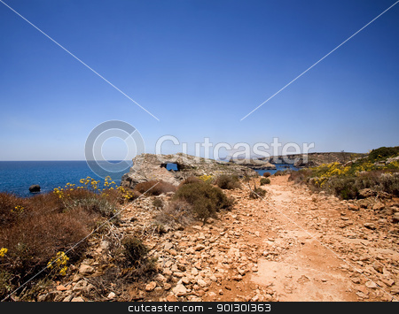 To use this stock image in your creative project, please select the size you need over to the right and click the "Add to Cart" button.
Your downloaded image will come with the Cutcaster watermark removed so don’t worry about the watermark you see on this page. Path by Ocean stock photo, A dry dusty path on the island of Comino, Malta by Tyler Olson