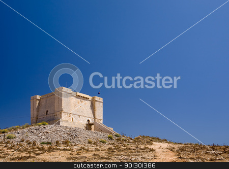 To use this stock image in your creative project, please select the size you need over to the right and click the "Add to Cart" button.
Your downloaded image will come with the Cutcaster watermark removed so don’t worry about the watermark you see on this page. Fortess on Hill stock photo, St marija tower on comino island, Malta by Tyler Olson