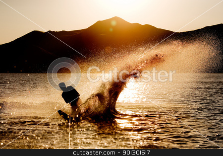 To use this stock image in your creative project, please select the size you need over to the right and click the "Add to Cart" button.
Your downloaded image will come with the Cutcaster watermark removed so don’t worry about the watermark you see on this page. Water Ski Silhouette stock photo, Silhouette of a water skier by Tyler Olson