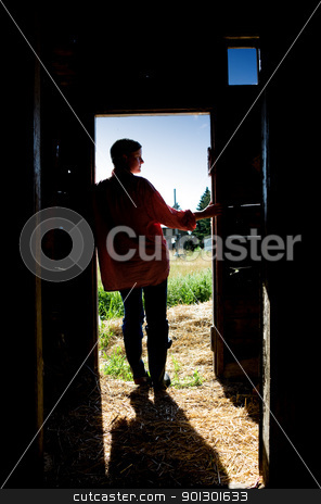 To use this stock image in your creative project, please select the size you need over to the right and click the "Add to Cart" button.
Your downloaded image will come with the Cutcaster watermark removed so don’t worry about the watermark you see on this page. Farm Girl Silhouette stock photo, A farm girl standing in a doorway of a barn by Tyler Olson