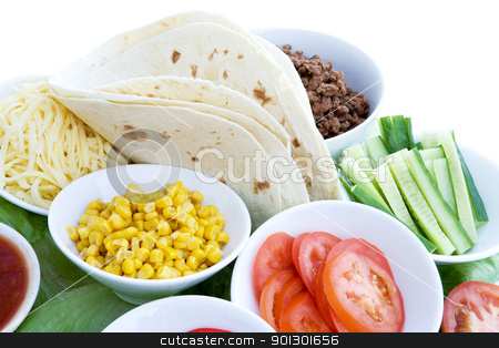 To use this stock image in your creative project, please select the size you need over to the right and click the "Add to Cart" button.
Your downloaded image will come with the Cutcaster watermark removed so don’t worry about the watermark you see on this page. Taco Ingredients stock photo, A layout of taco ingredients isolated on white by Tyler Olson
