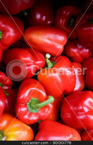 To use this stock image in your creative project, please select the size you need over to the right and click the "Add to Cart" button.
Your downloaded image will come with the Cutcaster watermark removed so don’t worry about the watermark you see on this page. Red Pepper stock photo, A bluk bin of peppers at an outdoor market by Tyler Olson