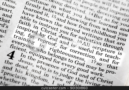 To use this stock image in your creative project, please select the size you need over to the right and click the "Add to Cart" button.
Your downloaded image will come with the Cutcaster watermark removed so don’t worry about the watermark you see on this page. 2 Timothy 3:16 stock photo, 2 Timothy 3:16 - A popular verse in the Christian New Testament by Tyler Olson