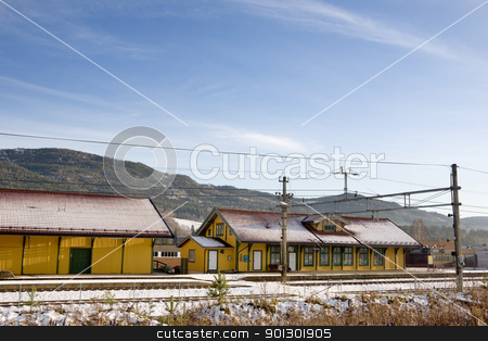 To use this stock image in your creative project, please select the size you need over to the right and click the "Add to Cart" button.
Your downloaded image will come with the Cutcaster watermark removed so don’t worry about the watermark you see on this page. Vikersund Train Station stock photo, A local norwegian train station in the town of Vikersund by Tyler Olson