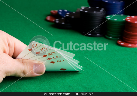 To use this stock image in your creative project, please select the size you need over to the right and click the "Add to Cart" button.
Your downloaded image will come with the Cutcaster watermark removed so don’t worry about the watermark you see on this page. Flush stock photo, Flush - a poker hand with all of one suit by Tyler Olson