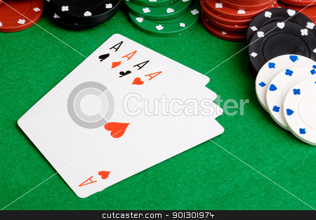 To use this stock image in your creative project, please select the size you need over to the right and click the "Add to Cart" button.
Your downloaded image will come with the Cutcaster watermark removed so don’t worry about the watermark you see on this page. Four Aces stock photo, Four Aces in a poker hand by Tyler Olson
