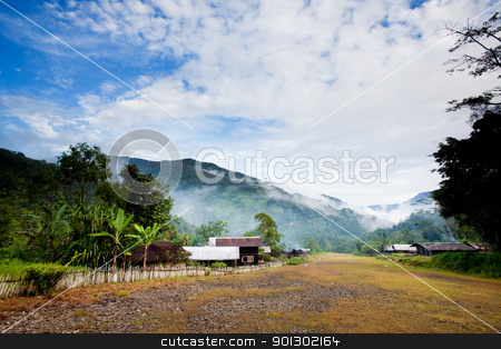 To use this stock image in your creative project, please select the size you need over to the right and click the "Add to Cart" button.
Your downloaded image will come with the Cutcaster watermark removed so don’t worry about the watermark you see on this page. Mountain Village stock photo, A mountain village in Indonesia with Runway by Tyler Olson