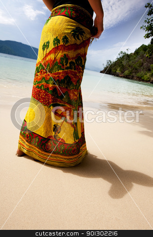 To use this stock image in your creative project, please select the size you need over to the right and click the "Add to Cart" button.
Your downloaded image will come with the Cutcaster watermark removed so don’t worry about the watermark you see on this page. Tropical Woman stock photo, A female standing on a secluded beach by Tyler Olson