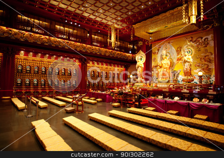 To use this stock image in your creative project, please select the size you need over to the right and click the "Add to Cart" button.
Your downloaded image will come with the Cutcaster watermark removed so don’t worry about the watermark you see on this page. Buddhist Temple Interior stock photo, An interior of a Buddhist temple with a Buddha statue by Tyler Olson