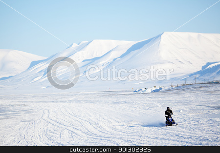 To use this stock image in your creative project, please select the size you need over to the right and click the "Add to Cart" button.
Your downloaded image will come with the Cutcaster watermark removed so don’t worry about the watermark you see on this page. Arctic Landscape stock photo, An arctic landscape with a snowmobile in the foreground by Tyler Olson