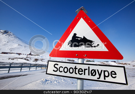 To use this stock image in your creative project, please select the size you need over to the right and click the "Add to Cart" button.
Your downloaded image will come with the Cutcaster watermark removed so don’t worry about the watermark you see on this page. Snowmobile Trail stock photo, A sign for a snowmobile trail in Longyearbyen, Spitsbergen, Svalbard, Norway by Tyler Olson