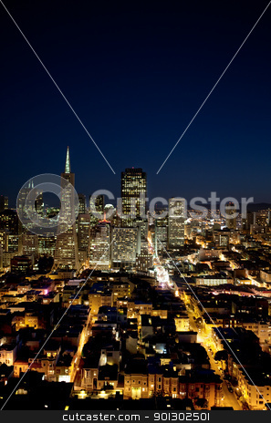 To use this stock image in your creative project, please select the size you need over to the right and click the "Add to Cart" button.
Your downloaded image will come with the Cutcaster watermark removed so don’t worry about the watermark you see on this page. San Francisco Cityscape stock photo, Night cityscape of San Francisco business district by Tyler Olson