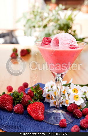 To use this stock image in your creative project, please select the size you need over to the right and click the "Add to Cart" button.
Your downloaded image will come with the Cutcaster watermark removed so don’t worry about the watermark you see on this page. Milk Shake Smoothie stock photo, A fancy glass of milk shake smoothie made from fresh berries by Tyler Olson