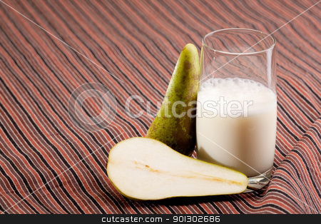 To use this stock image in your creative project, please select the size you need over to the right and click the "Add to Cart" button.
Your downloaded image will come with the Cutcaster watermark removed so don’t worry about the watermark you see on this page. Pear Smoothie stock photo, A pear smoothie on a stripped table cloth by Tyler Olson