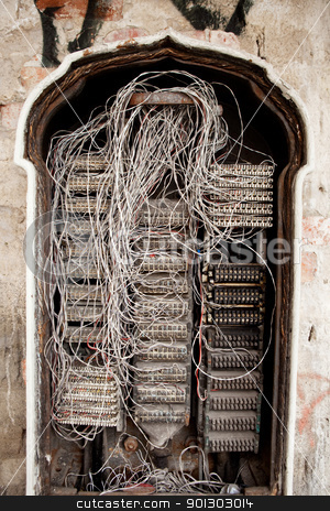 To use this stock image in your creative project, please select the size you need over to the right and click the "Add to Cart" button.
Your downloaded image will come with the Cutcaster watermark removed so don’t worry about the watermark you see on this page. Old Telephone Box stock photo, An old telephone central box with many wires exposed by Tyler Olson
