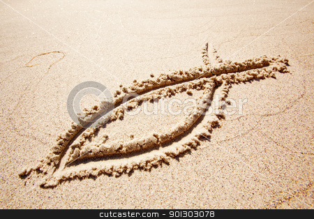 To use this stock image in your creative project, please select the size you need over to the right and click the "Add to Cart" button.
Your downloaded image will come with the Cutcaster watermark removed so don’t worry about the watermark you see on this page. Fish Sand Symbol stock photo, A fish symbol in drawn in the sand by Tyler Olson