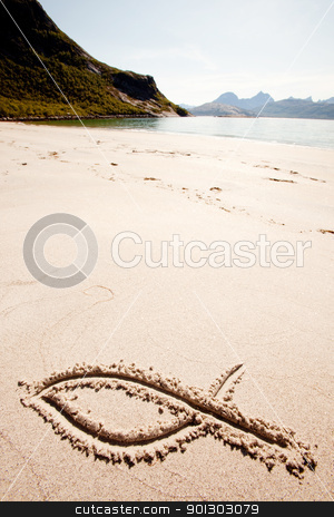 To use this stock image in your creative project, please select the size you need over to the right and click the "Add to Cart" button.
Your downloaded image will come with the Cutcaster watermark removed so don’t worry about the watermark you see on this page. Fish Sand Symbol stock photo, A fish symbol in drawn in the sand by Tyler Olson