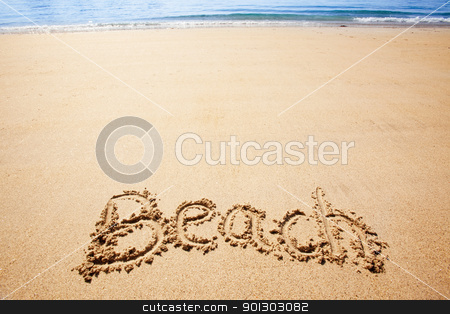 To use this stock image in your creative project, please select the size you need over to the right and click the "Add to Cart" button.
Your downloaded image will come with the Cutcaster watermark removed so don’t worry about the watermark you see on this page. Beach Sand stock photo, Beach written in the sand on the coast with mountains in the background by Tyler Olson
