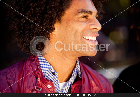 To use this stock image in your creative project, please select the size you need over to the right and click the "Add to Cart" button.
Your downloaded image will come with the Cutcaster watermark removed so don’t worry about the watermark you see on this page. Candid Man Portrait stock photo, A candid portrait of a happy young man by Tyler Olson