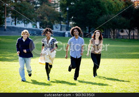 To use this stock image in your creative project, please select the size you need over to the right and click the "Add to Cart" button.
Your downloaded image will come with the Cutcaster watermark removed so don’t worry about the watermark you see on this page. Group People Run stock photo, A group of people in a park, running towards the camera by Tyler Olson