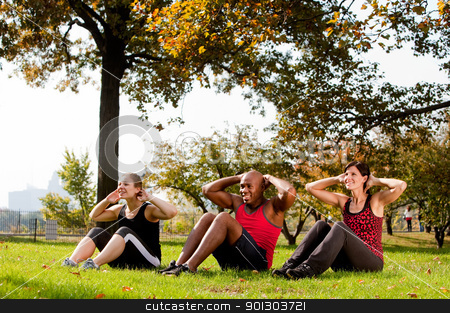To use this stock image in your creative project, please select the size you need over to the right and click the "Add to Cart" button.
Your downloaded image will come with the Cutcaster watermark removed so don’t worry about the watermark you see on this page. Park Exercise stock photo, A group of people doing exercises in the park by Tyler Olson