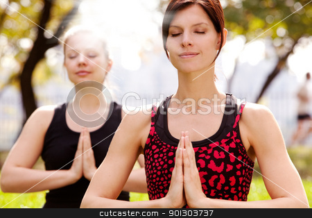 To use this stock image in your creative project, please select the size you need over to the right and click the "Add to Cart" button.
Your downloaded image will come with the Cutcaster watermark removed so don’t worry about the watermark you see on this page. Yoga stock photo, Meditation in the a park on a warm summer day by Tyler Olson