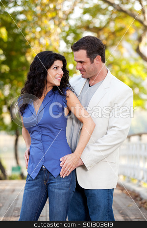 To use this stock image in your creative project, please select the size you need over to the right and click the "Add to Cart" button.
Your downloaded image will come with the Cutcaster watermark removed so don’t worry about the watermark you see on this page. Couple Portrait stock photo, A portrait of a happy couple in the park by Tyler Olson